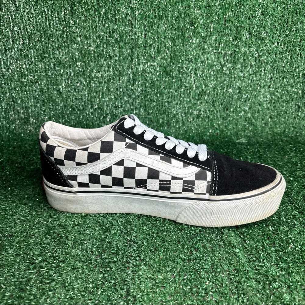 Vans Old Skool Checkerboard Womens Size 8 Black White Platform Shoes Sneakers - Picture 6 of 12